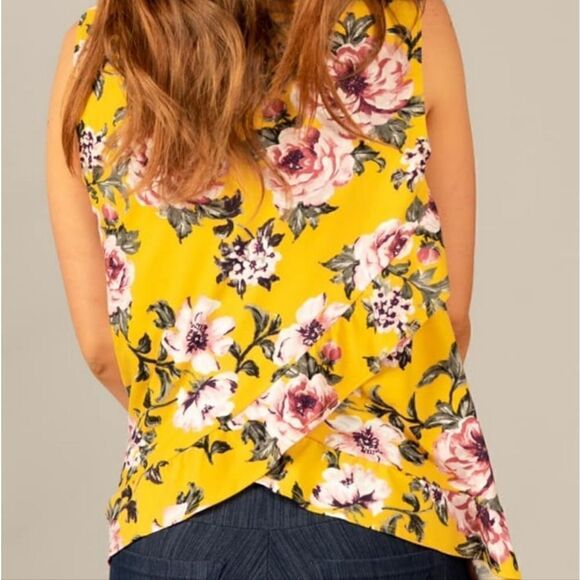 NWT Agnes & Dora Crossover Tank - Yellow Lilac Floral - Picture 1 of 7
